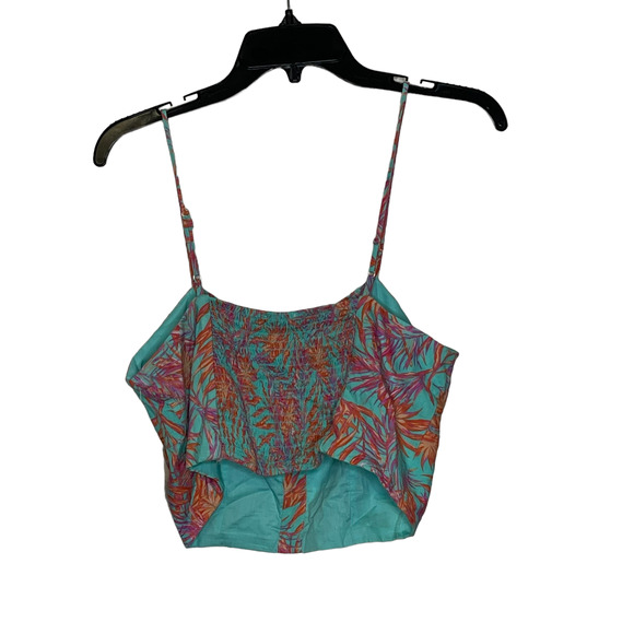 Gianni‎ Bini Halter Top Size Large Teal Multi Color Floral Lined Womens Rayon - Picture 6 of 6